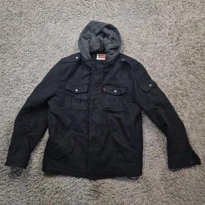 Levi's Jacke Herren Large Schwarz Wolle Hoodie Gesteppt - Bild 1 von 11