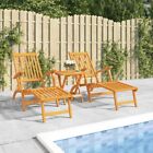 Outdoor Garden Yard Patio Wooden Acacia Wood Lounge Bed Chairs Set With Table