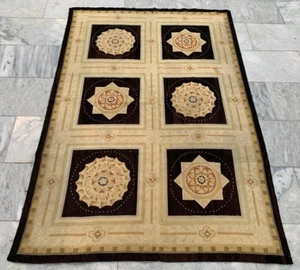 Vintage French Style Aubusson Rug Needlepoint Chain stitch Rug 4x6 ft Free Ship - Picture 1 of 10