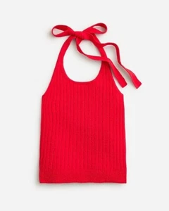 NWT J.Crew Fine Bouclé Halter-Neck Top Red XS | Summer Knit Sweater Tank - Picture 1 of 6