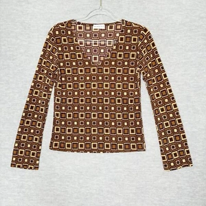 Vintage Womens Top Size Medium Metallic Party Disco Ninety Y2K Brown Earth Tone - Picture 1 of 6