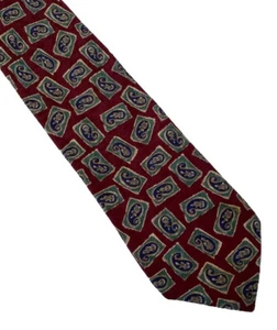 Richard's Maroon Paisley Block Silk Handmade Neck Tie Classic Necktie - Picture 1 of 5