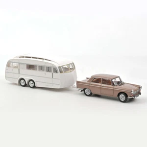 Peugeot 404 - Marrón metalizado con Caravan Hénon - 1:18 - Norev (184837) - Imagen 1 de 3