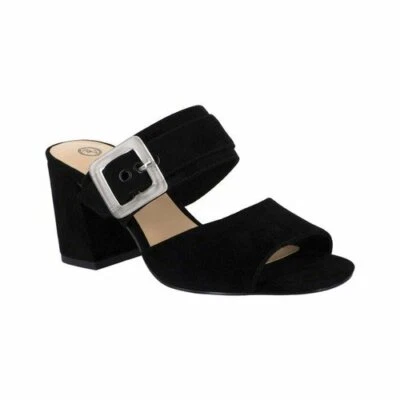 Bella Vita Toryn  Women's Size 12 M Black Suede Buckle Heel Slide Dress Sandals - Image 1 of 4