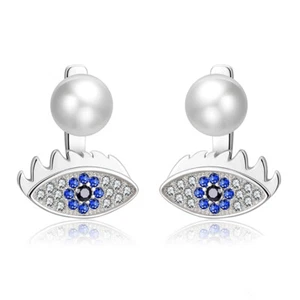 Evileye Earrings for Women Sterling Silver Blue Cz Pearl Ginger Lyne Collection - Picture 1 of 6
