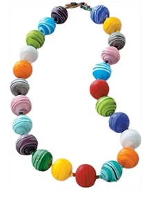 BEAUTIFUL "UNO ALLA VOLTA" MURANO GLASS, MATTE RAINBOW BALL NECKLACE, BY LORENA - Picture 1 of 7