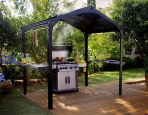 Gazebo Canopy 6 ft. x 8 ft. Grey Austin Garden Grill Sun Shade - Picture 1 of 8