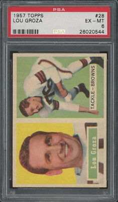 1957 Topps #28 Lou Groza PSA 6 (FB01) - Image 1 of 2