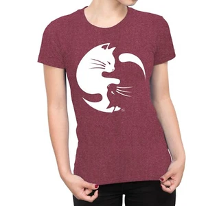 1Tee Damen T-Shirt Ying Yang Katzen - Bild 1 von 25