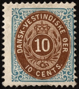 Danish West Indies - 1901 - 10 Cents Blue & Brown Numeral of Value # 20 Mint - Picture 1 of 1