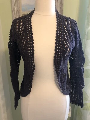 Kohl’s brown long sleeve shrug crochet cardigan, size Large - Image 1 of 3