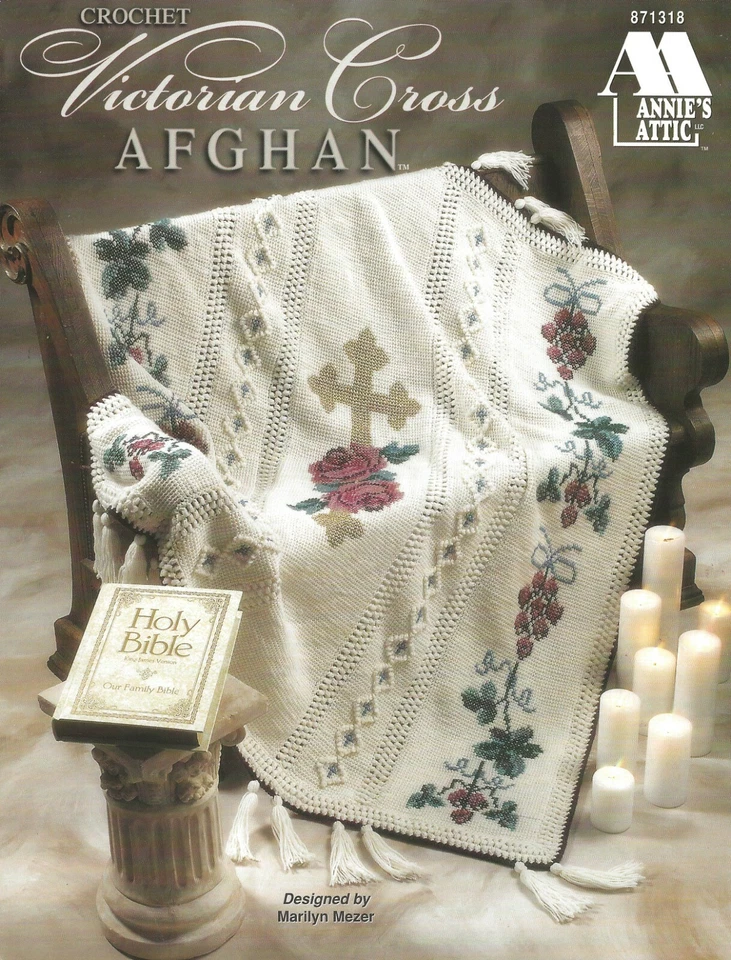 Викторианский крест афганская библейская церковь религиозный сувенир антикварные виноград цветы - Изображение 1 из 1