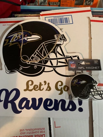 Lot of 2  Baltimore Ravens items- Wall sign wood sign plus ravens magnet NEW Cover