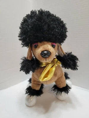 Ganz Webkinz Rockerz Groovy Poodle 11" Plush Brown Black gold Scarf Dog used - Image 1 of 4
