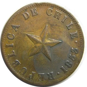 elf Chile 1 Centavo 1853 Star - Picture 1 of 2
