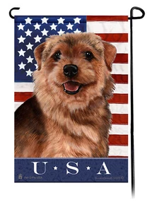 Patriotic USA Garden Flag - Grizzle Norfolk Terrier 092A - Picture 1 of 1