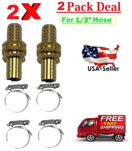 1/2" Garden Brass Mender End Repair Kit Hose Connector Male Female 2 Pack - Picture 1 of 11
