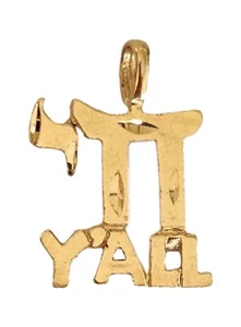 Jewish Jewelry 14K Gold " Chai Y'ALL " Pendant  13mmW x 18mmH - 0.68 gram #28B - Picture 1 of 1