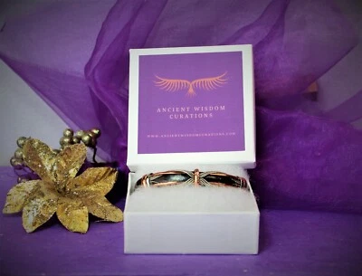 Cuff Bracelet/Copper and Black Leather-Handmade- Gift Box/Free Shipping-BL0106 - Image 1 of 4