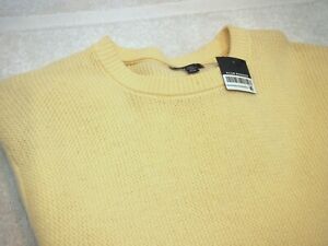 Club Monaco 100% Cashmere Block Stitch Crewneck Sweater NWT Medium $259 Yellow