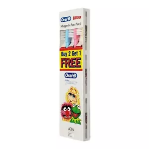 Vtg Muppets Toothbrush Trio NOS Oral B Ultra Fun Pack Kermit Miss Piggy Animal - Picture 1 of 8