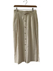 Christian Dior Vintage Pleated Button Wrap Midi Skirt Women's Beige Size 10