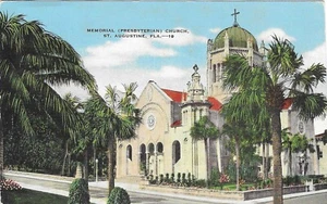 Vintage Florida Linen Postcard St Augustine Memorial Presbyterian Church - Picture 1 of 2