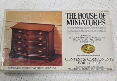 THE HOUSE OF MINIATURES KIT CHIPPENDALE SERPENTINE CHEST NO. 40050 NIB - Image 1 of 3