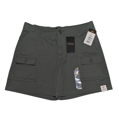 Lee Flex to Go 女式 6 英寸工装短裤 12 码绿色舒适腰夏季全新带标签 — 第 1/4 张图片