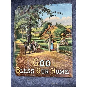 God Bless Our Home Art Print Ephemeral Family Farm Vintage 1800's Traditional - Picture 1 of 5