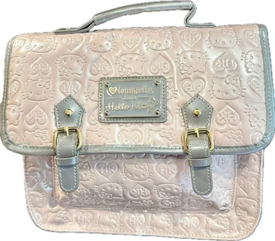 RARO Cartera Bandolera Mensajero Loungefly Hello Kitty Rosa Patente NUEVA CON BOLSA PARA EL POLVO Foto 1 de 4