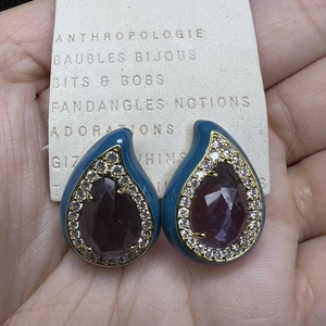 Anthropologie festliche verzierte türkisblaue Glas Träne Ohrstecker - Bild 1 von 2