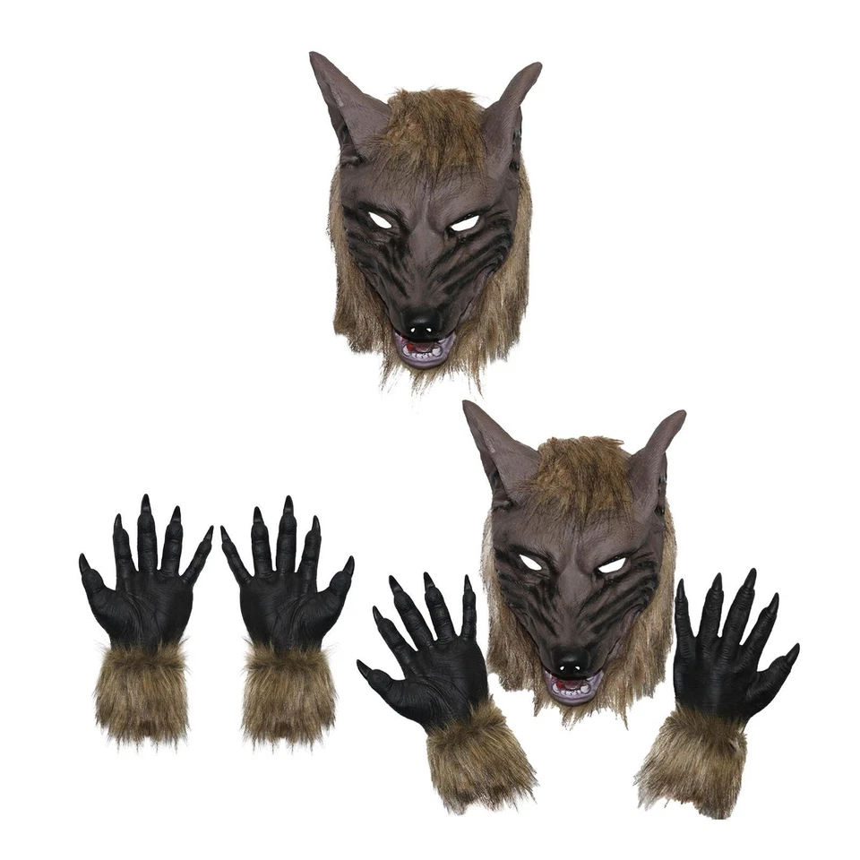Werewolf Costume Accessories Headgear Wolf Claws Scary Vinyl Head Mask for Party - Image 1 of 1