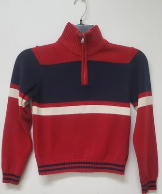 Nautica Boys Sweater,  M(12-14)-Stand-up Zippered Collar, Red/Navy/White - Image 1 of 4