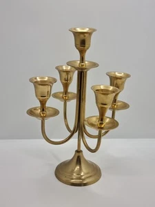Candelabro de latón vintage de 5 brazos 8,5" 21,5 cm de alto raro en muy buena condición - Imagen 1 de 11