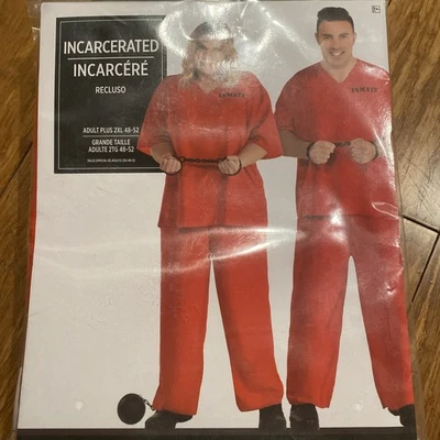 Incarcerated Adult Halloween Costume Plus Size XXL 2 Piece Prisoner Amscan - Image 1 of 2