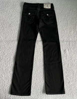 True Religion Jeans Men’s 27 Black Ricky Big Flap Relaxed Straight Stretch - Image 1 of 4