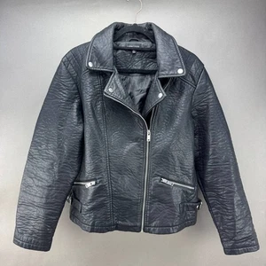New Look Womens Black Faux Leather Moto Jacket Size 1X - Picture 1 of 6