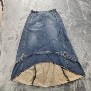 Gonna donna Gap alta bassa Y2K denim 2 fasce cravatta schiena lavaggio scuro - Foto 1 di 12