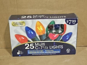 ❤️New Outdoor/Indoor Lights Set of 25 Lights Multi-color C7 1/2 Bulbs Vtg  24 Ft - Picture 1 of 6