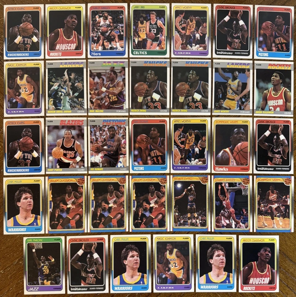 (34) 1987-88 & 1988-89 FLEER BASKETBALL HOF/STAR CARDS MAGIC, BIRD EX-NM+ READ - Image 1 of 4