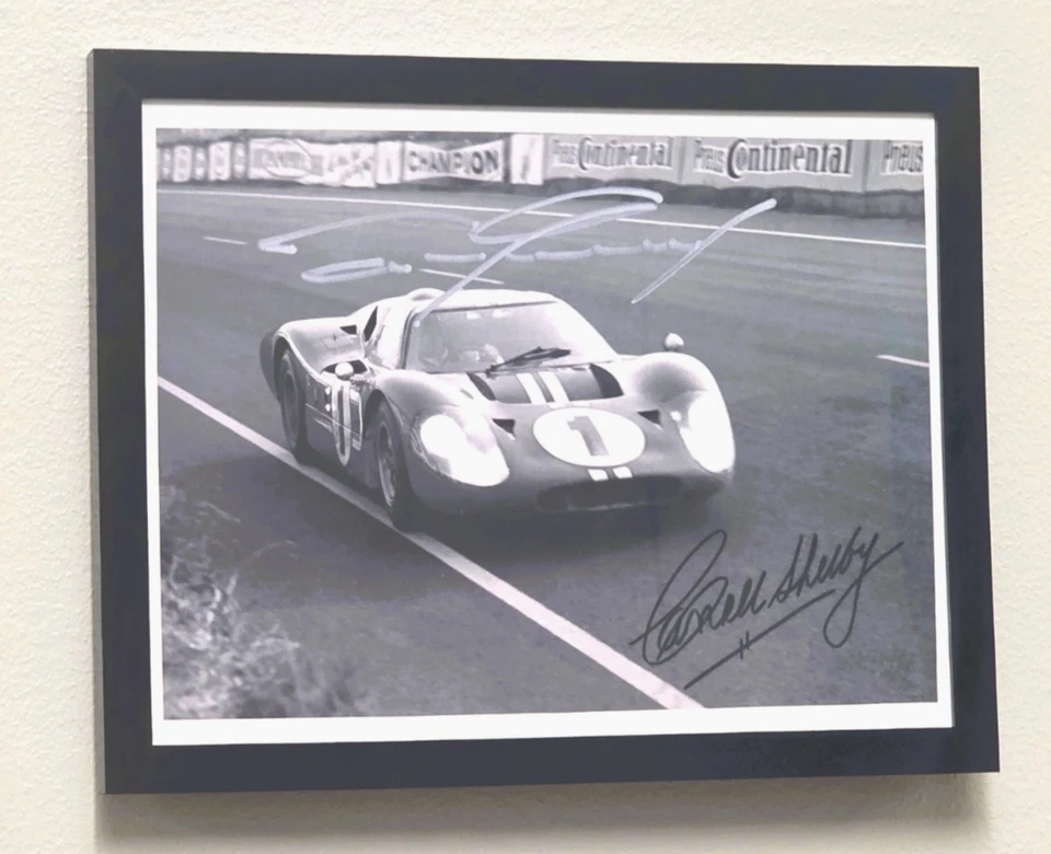 1967 Le Mans GT40 MKIV Signed Carroll Shelby & Dan Gurney Framed 8.5x11- Reprint - Image 1 of 3