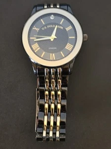US POLO Men’s Quartz Watch Black Two Tone USC80733WM New Battery 43mm - Picture 1 of 5