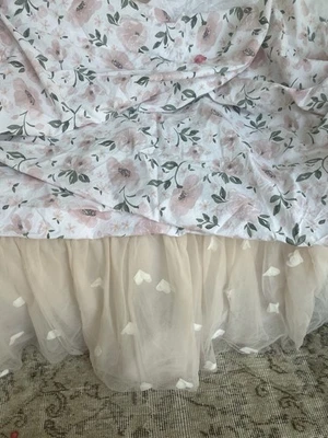 Pottery Barn Monique Lhuillier Paris Tulle blush pink crib shirt & Fitted Sheet  - Image 1 of 4