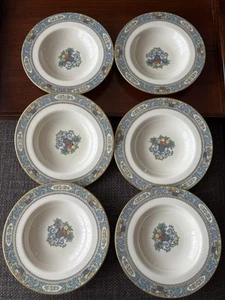 6 Lenox China Flat Rim Soup Bowls Autumn Pattern Gold Stamp SUPER CLEAN - Picture 1 of 9
