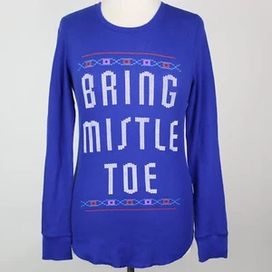 Old Navy Womens Medium Christmas Bring Mistletoe Fitted Thermal Sleep Shirt - Picture 1 of 3