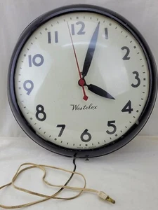 Vintage Westclox Electric Wall Clock 15” Metal Glass Dome School Clock BW9-25 - Picture 1 of 8