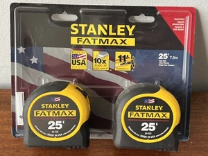 Stanley Fatmax 25' Measuring Tape - Black/Yellow, Pack of 2 - Picture 1 of 8