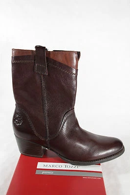 Marco Tozzi Boots Ankle Boots Shoes Brown Leather NEW - Image 1 of 4