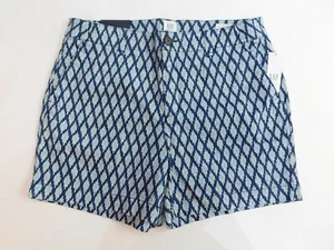 Gap Women's Shorts Blue Print Size 0 Cotton Stretch Khaki 5" Inseam NEW - Picture 1 of 3